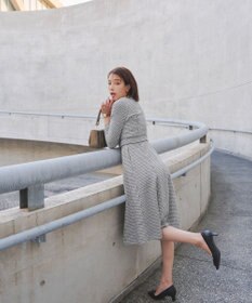 Tiaclasse 【洗える】ツイード配色フレアワンピース