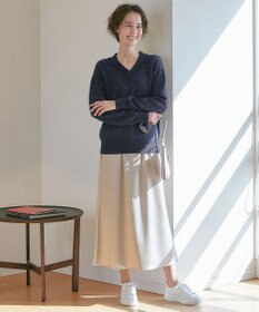 自由区 L 【洗える】スパングルニット Vネックニット