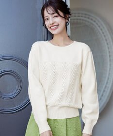 Tiaclasse L 【洗える】ウェーブ編みニットプルオーバー