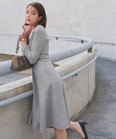 Tiaclasse L 【洗える】ツイード配色フレアワンピース
