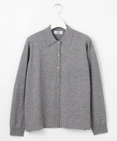 J.PRESS LADIES L 【洗える】WORSTED WOOL BLEND ポロ襟付き カーディガン