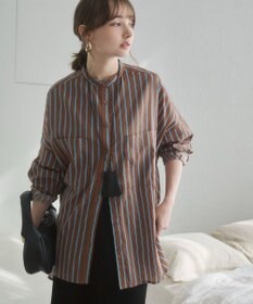 WEGO 着丈が選べる オーバーサイズ バンドカラー シャツ / ストライプ / 無地