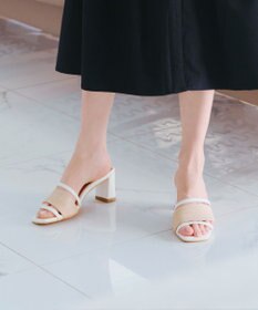 Tiaclasse 【小倉優子さん着用】ラタン風配色ストラップサンダル