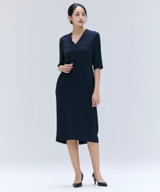 BEIGE， 【洗える・L-size】CINDY / Vネックハーフスリーブワンピース