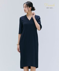 BEIGE， 【洗える】CINDY / Vネックハーフスリーブワンピース