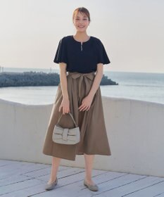 Tiaclasse 【トップス&スカートセット・洗える】ストレッチタフタセットアップ