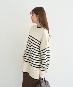 earth music&ecology 【毛玉防止 / 洗濯機洗い可】アンチピリングモックネックバックスリットニット