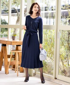 Tiaclasse L 【洗える】1枚で着映えするチェック柄編みニットワンピース