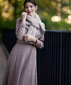 Tiaclasse 【洗える】ツイード配色フレアワンピース