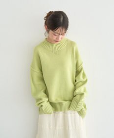 earth music&ecology 【毛玉防止 / 洗濯機洗い可】アンチピリングモックネックバックスリットニット