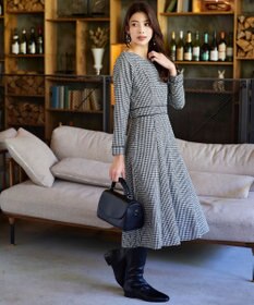 Tiaclasse L 【洗える】ツイード配色フレアワンピース