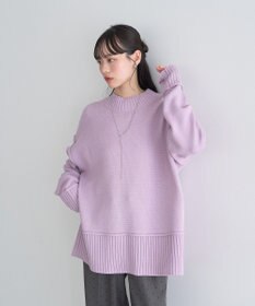 earth music&ecology 【毛玉防止 / 洗濯機洗い可】アンチピリングモックネックバックスリットニット