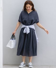 23区 L 【Lサイズ限定/接触冷感/速乾性/洗える】エアリーブライトローン Vネックワンピース