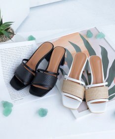 Tiaclasse 【小倉優子さん着用】ラタン風配色ストラップサンダル