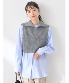 earth music&ecology ＳＥＴ　Ｚｉｐニットベスト＋ブラウス