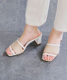 Tiaclasse 【小倉優子さん着用】ラタン風配色ストラップサンダル