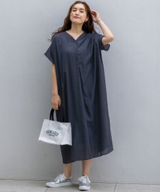 23区 L 【Lサイズ限定/接触冷感/速乾性/洗える】エアリーブライトローン Vネックワンピース