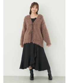 earth music&ecology 起毛リボンニットカーディガン