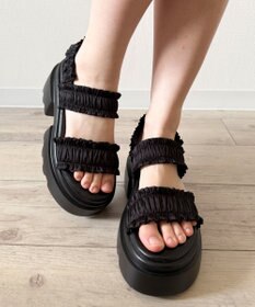 WEGO 厚底フリルギャザーサンダル