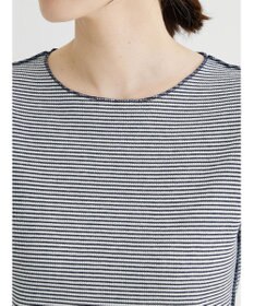 Green Parks メローリブ５分袖ボーダープルオーバー