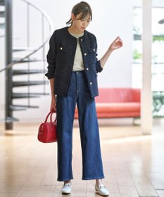 ANY SIS ツイードノーカラーミドル ジャケット