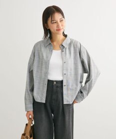 Green Parks サイドドロストショート丈シャツ（チェック）