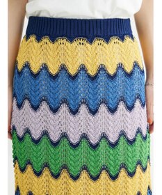 Green Parks 透かし編みマルチボーダースカート
