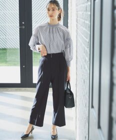 ANY SIS 【洗える】シャーリングフリルスタンド ブラウス