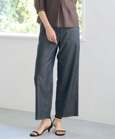 J.PRESS LADIES L 【洗える・防シワ・速乾】ツイルシャンブレー ワイド パンツ