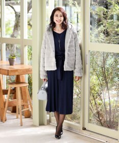 Tiaclasse L 【洗える】1枚で着映えするチェック柄編みニットワンピース