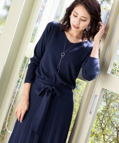 Tiaclasse L 【洗える】1枚で着映えするチェック柄編みニットワンピース