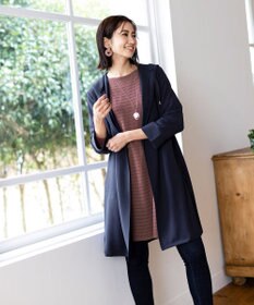 Tiaclasse 【洗える】体型カバーも叶う透け柄編みニットチュニックアンサンブル（2点セット）