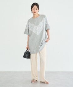 earth music&ecology レース切替ドルマン裏毛プルオーバー