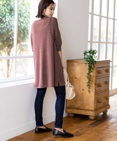 Tiaclasse 【洗える】体型カバーも叶う透け柄編みニットチュニックアンサンブル（2点セット）