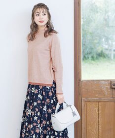 Tiaclasse L 【洗える】もっちり素材が肌触り抜群の配色ニットトップス