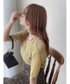 Green Parks 透かし編み肩あきニットプルオーバー