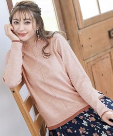 Tiaclasse L 【洗える】もっちり素材が肌触り抜群の配色ニットトップス