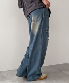 WEGO クロスモチーフオーバーダイバギーパンツ