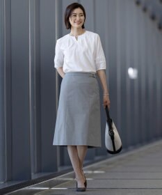 J.PRESS LADIES 【セットアップ対応・洗える・撥水】コットンFITTY スカート