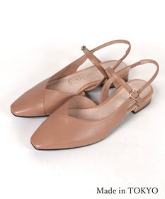 Dominic3 シープレザー Vカット バックストラップパンプス