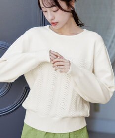 Tiaclasse L 【洗える】ウェーブ編みニットプルオーバー