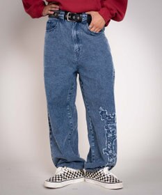 WEGO 【ユニセックス着用YD/ウエスト調整可/MLサイズ展開】グラフィックデニムパンツ