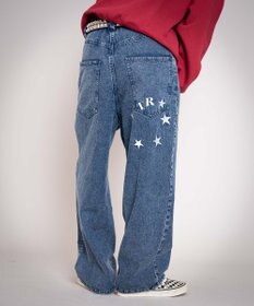 WEGO 【ユニセックス着用YD/ウエスト調整可/MLサイズ展開】グラフィックデニムパンツ