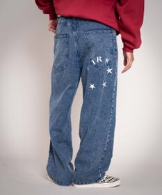 WEGO 【ユニセックス着用YD/ウエスト調整可/MLサイズ展開】グラフィックデニムパンツ