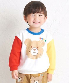 MIKI HOUSE HOT BISCUITS 【80-120cm】ビッグフェイスプリント 裏毛パイル素材 トレーナー