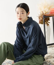 AMERICAN HOLIC 襟付き刺繍入りミニ裏毛プルオーバー