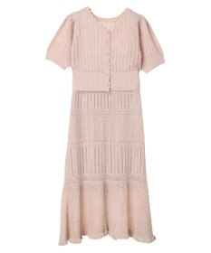 earth music&ecology ２点ＳＥＴ透かし編みカーディガン＋裾フレアスカート