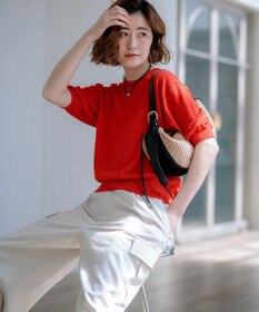 23区 VIOLAd'ORO ラフィアシート レザーコンビ ワンハンドルバッグ