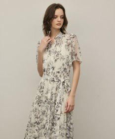 GRACE CONTINENTAL フラワープリントシャツフレアワンピース