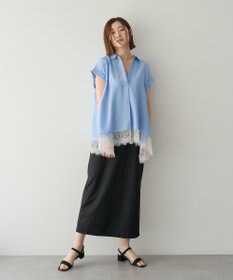 YECCA VECCA 裾レーススキッパーシャツ